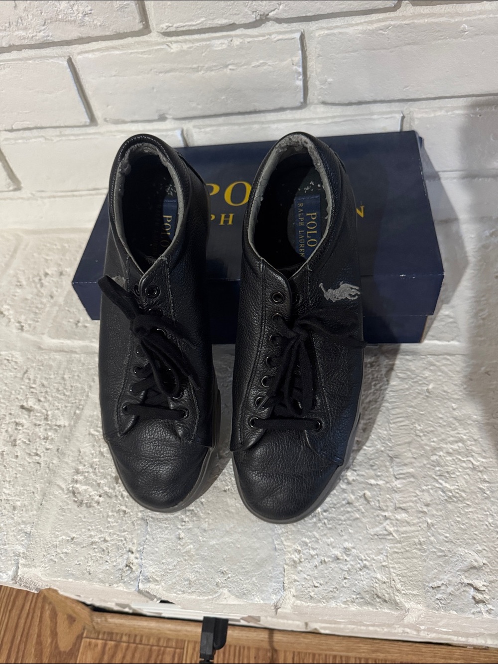 Polo by Ralph Lauren Black Leather Men's Sneakers